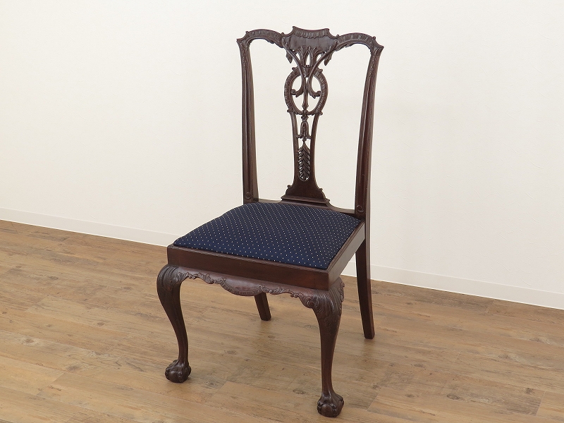 英国アンティーク家具 チッペンデール様式の椅子（6月02日 