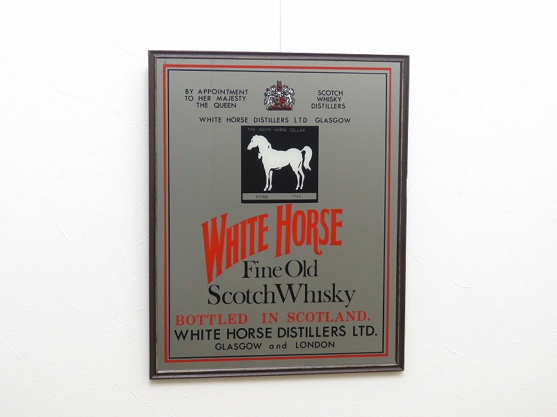 ビンテージ パブミラー ホワイトホース（WHITE HORSE）スコッチ 