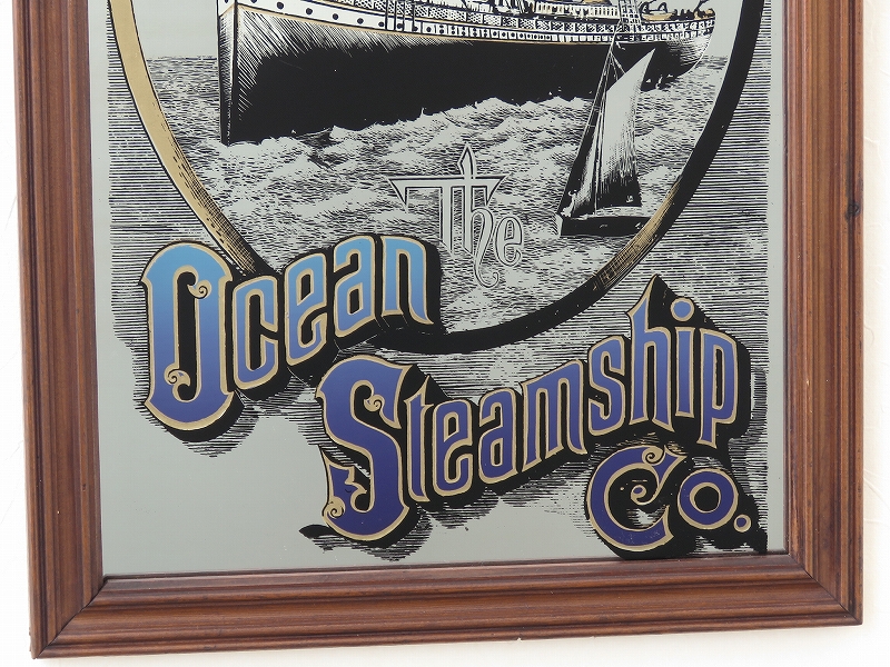 ビンテージ パブミラー 　Ocean Steamship Co.　(気船）