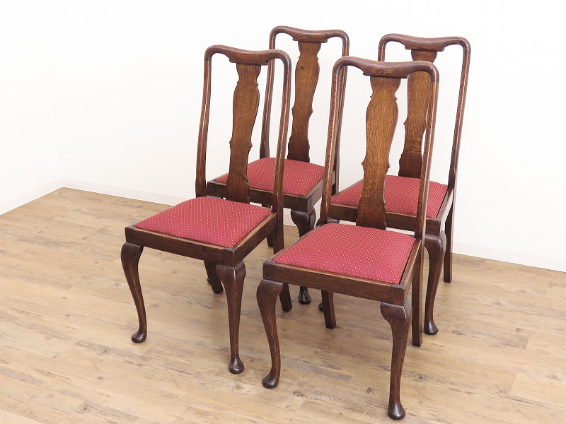 クイーンアン様式の椅子４脚セット イギリスのアンティーク家具（1月27