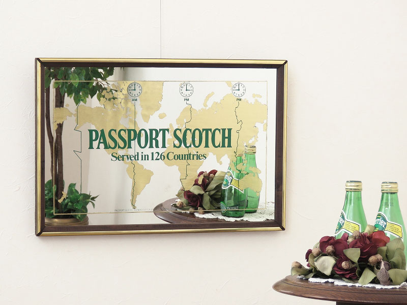 ヴィンテージ PASSPORT SCOTCH パスポートスコッチ パブミラー-