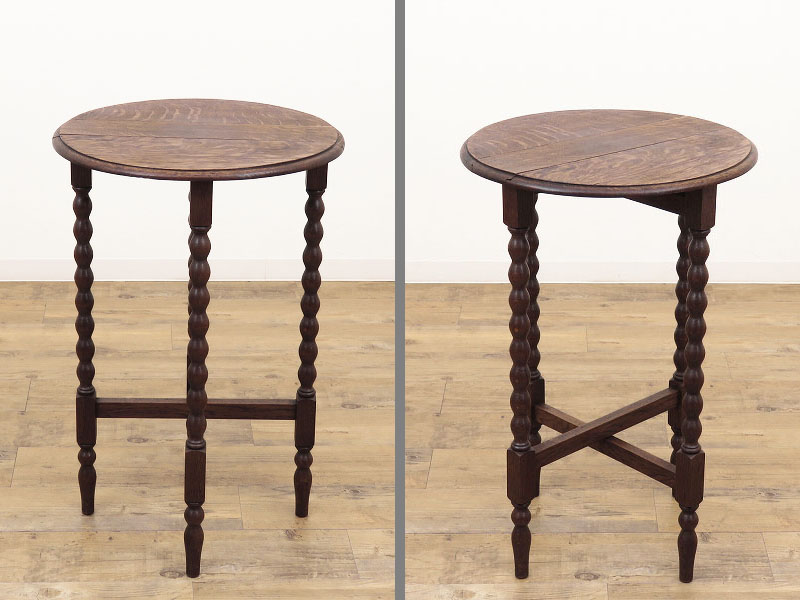 折畳み式丸テーブルが組み込まれたネストテーブル　フランスのアンティーク家具