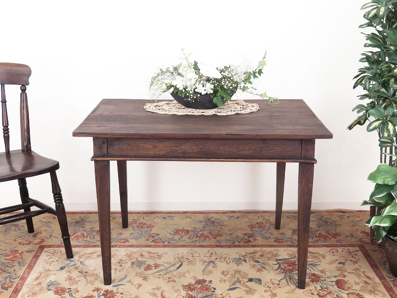 素朴な古いオーク材の作業用テーブル　フランスのアンティーク家具