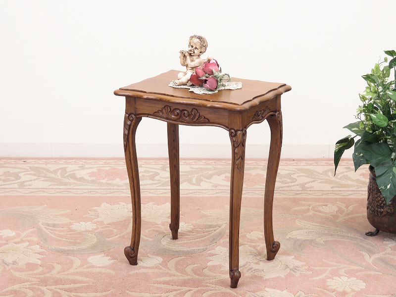イギリス アンティーク 家具 SALE セール コンソールテーブル サイドテーブル デミルーン 飾り棚 花台 木製 英国 TABLE 6429cz  特価　